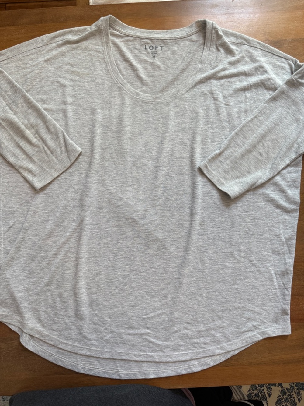 LOFT XL Light Gray Scoop Neck Top